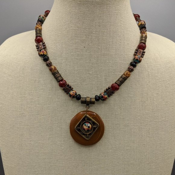 Chico's Fun and Colorful Beaded Pendant Necklace - Picture 1 of 7